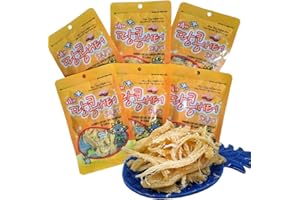 GE GANGWON EXPORT Dried Squid Peanut & Butter Flavor, Soft dried Squid [0.88oz X 6Bags], Jerky for Adults & Kids – 9g Protein Per Pack – Perfect for Snacking – Korean Snacks by Gangwon Export