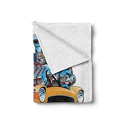 Ambesonne Race Car Throw Blanket, Illustration of a
