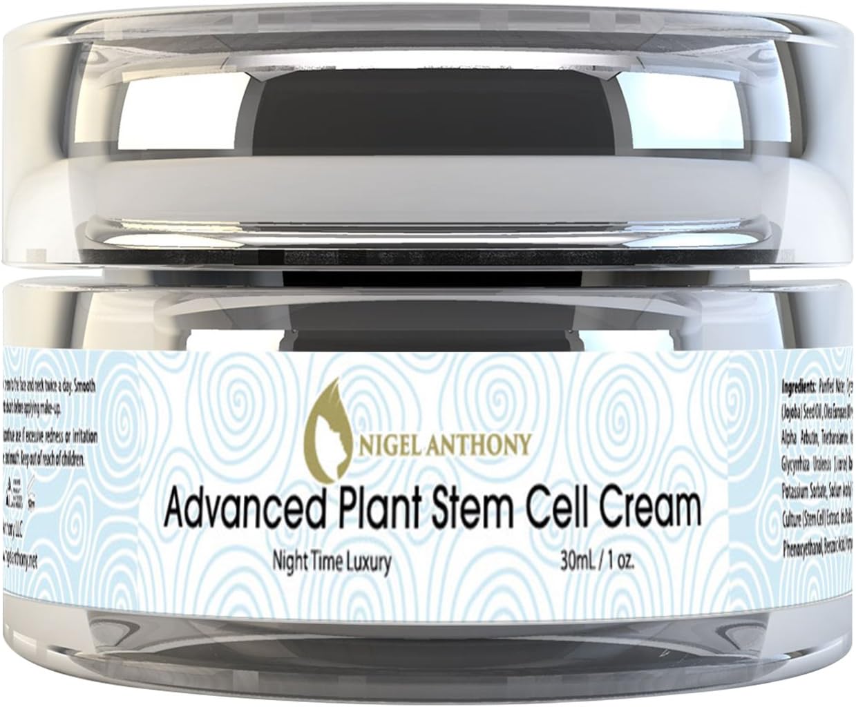 Nigel Anthony ADVANCED PLANT STEM CELL CREAM – Natural Moisturizer Facial Skin Cream with Vitamin C, Jojoba & Olive Oil, for Face Lift, Wrinkles, Lines, Blemishes & Hydration for Women & Men