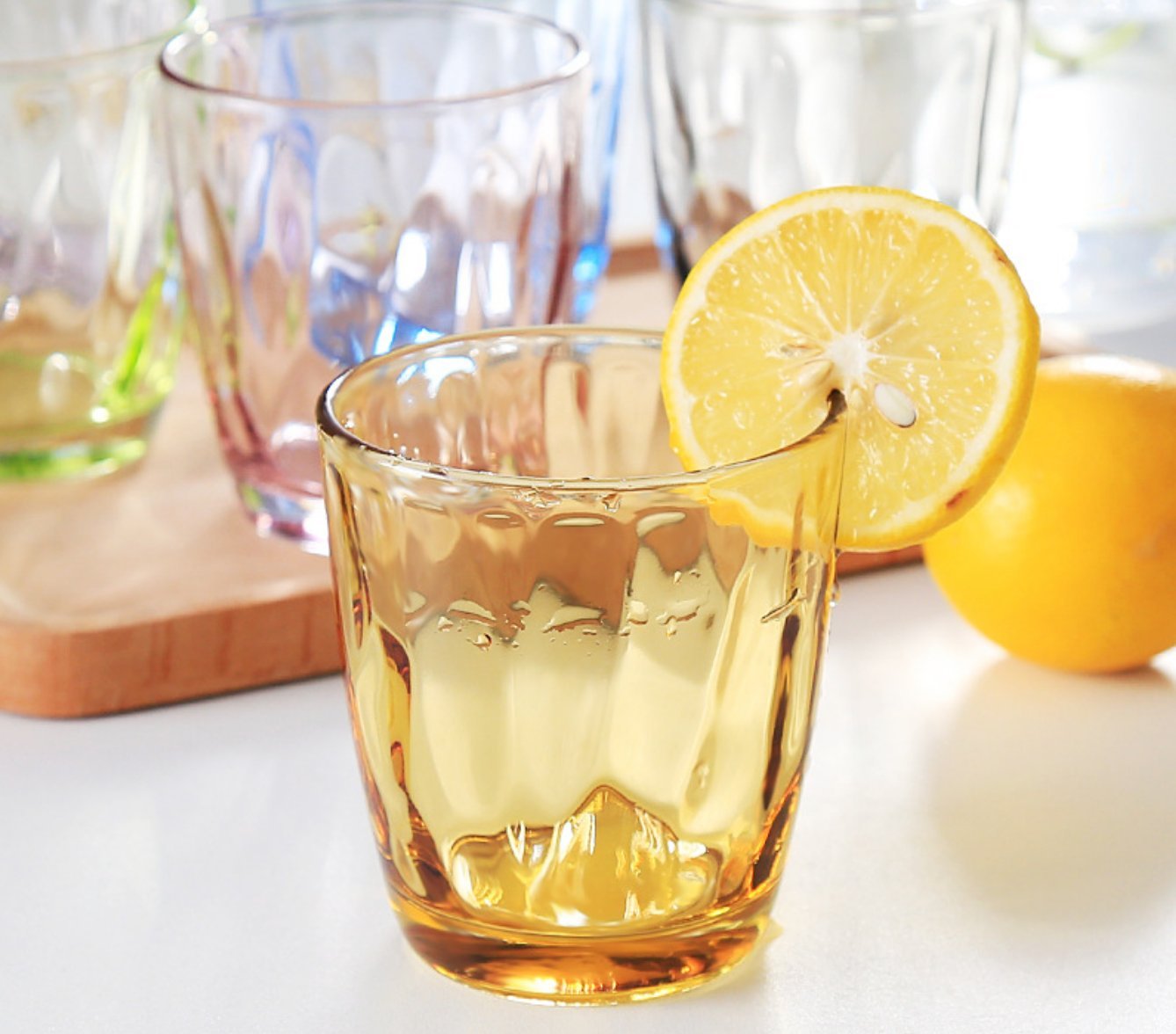 Glassware Drinkware Glass Cups Set - 6 PCS, Colorful Glasses Mugs Glasses Ware for Water and Drinking by YYVIGO (8.5OZ, Colorful)