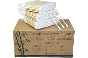Egaageoi 1000 Count Bamboo Cotton Swabs - Eco-Friendly Cotton Buds with Wooden Sticks for Home Cleaning, Personal Ear Cleaning, Makeup Application, and Personal Hygiene - Perfect for Daily Use