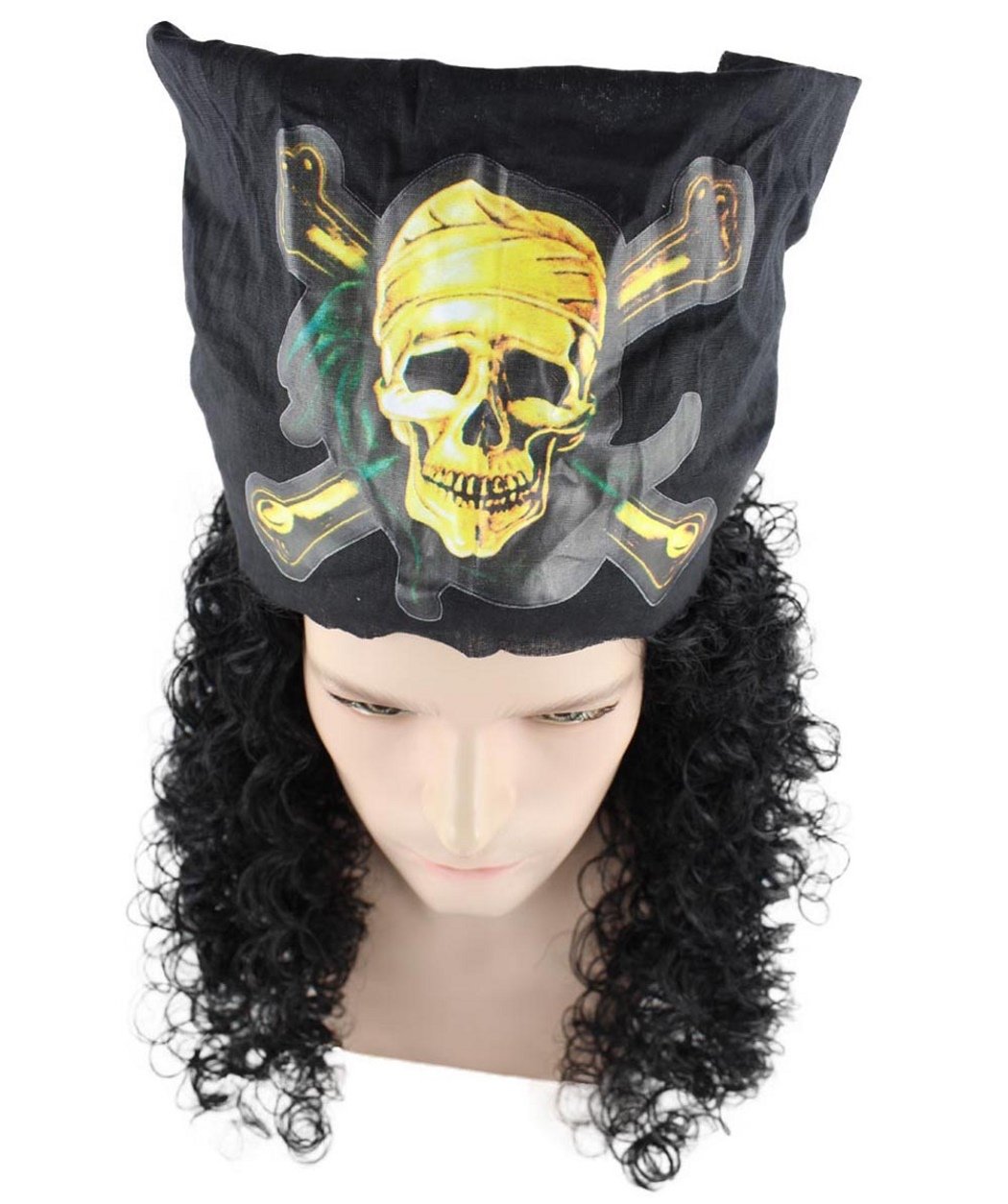 Cece Mens Pirate Wig Captain Hook Hair Wigs w/Scarf For Cosplay Costume Party Halloween