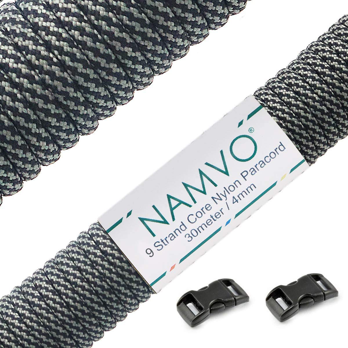 Namvo 550 Paracord Mil Spec Type III 9 Inner Strands Nylon Parachute Cord Strong Breaking Strength 100 Feet 4mm Diameter Deep Grey