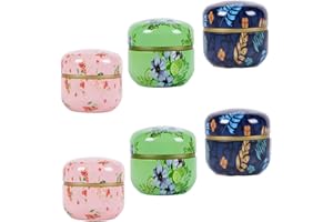 HAN SHENG 6 Pcs Mini Tea Storage Containers Tea Tins Coffee Tins Food Storage Container for Tea Coffee Herb Candy Chocolate Sugar Spices