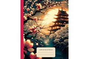 Composition Notebook College Ruled: Elegant Blossom Beautiful Aesthetic Illustration | Lined Paper Journal For School, College, Office, Work - 7.5" x 9.25" - 110 Pages