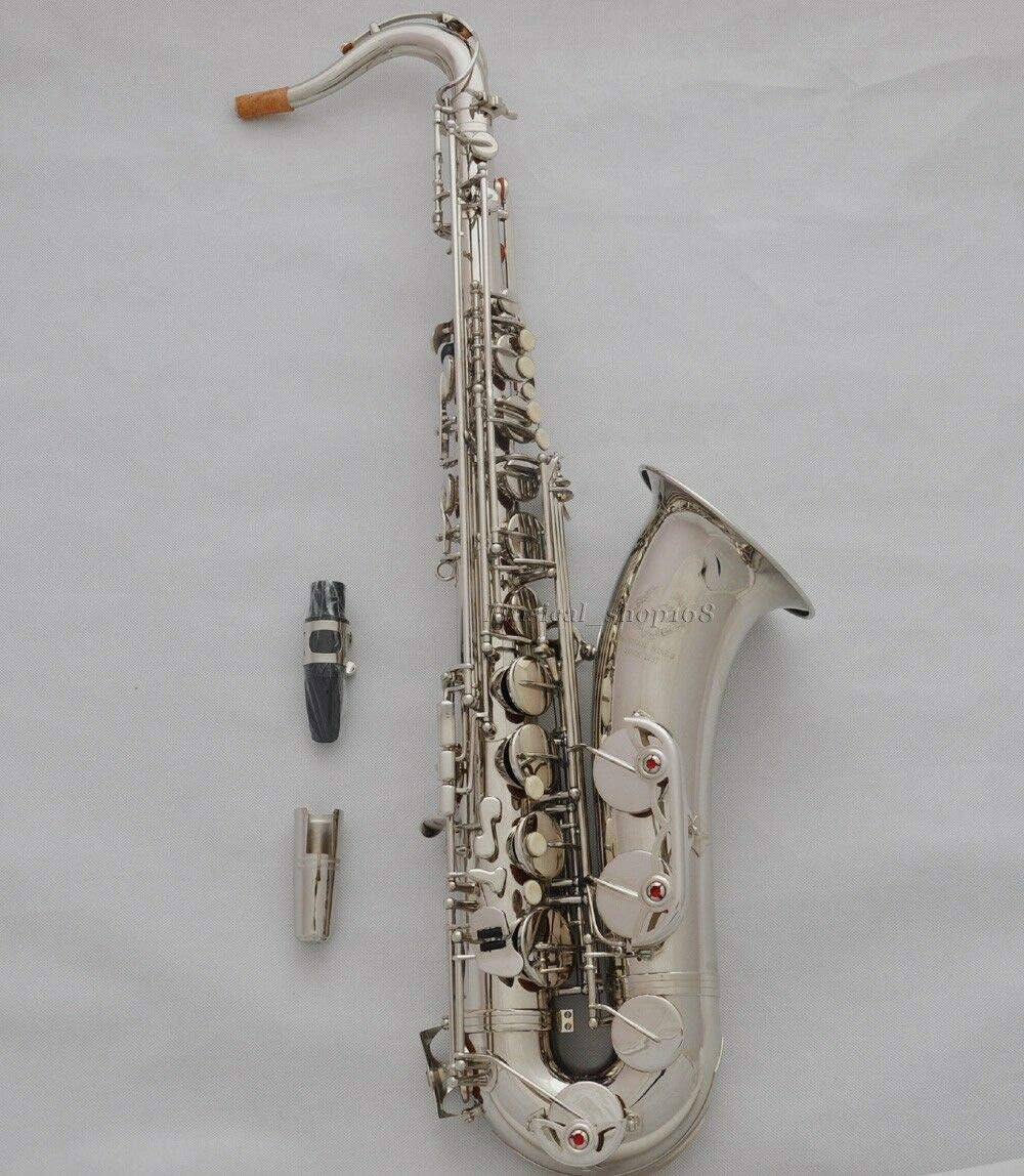 FidgetKute Professional Bb Silver Nickel Tenor Sax high F# Taishan Saxophone with case
