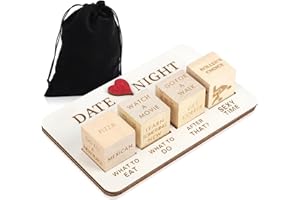 Leofeck Wooden Date Night Dice Set, Romantic Couples Game with Pouch Storage, Novelty Ideas Action Decision Dice for Valentin