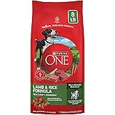 Purina ONE Lamb and Rice Dry Dog Food, 8 lb Bag | Natural recipe with real lamb as the first ingredient, and a microbiome balance with prebiotic fiber for gut &amp; immune support