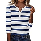 Zeagoo 3/4 Length Sleeve Womens Tops Casual Dressy Summer Blouses Buisness Work Spring Tee Shirts