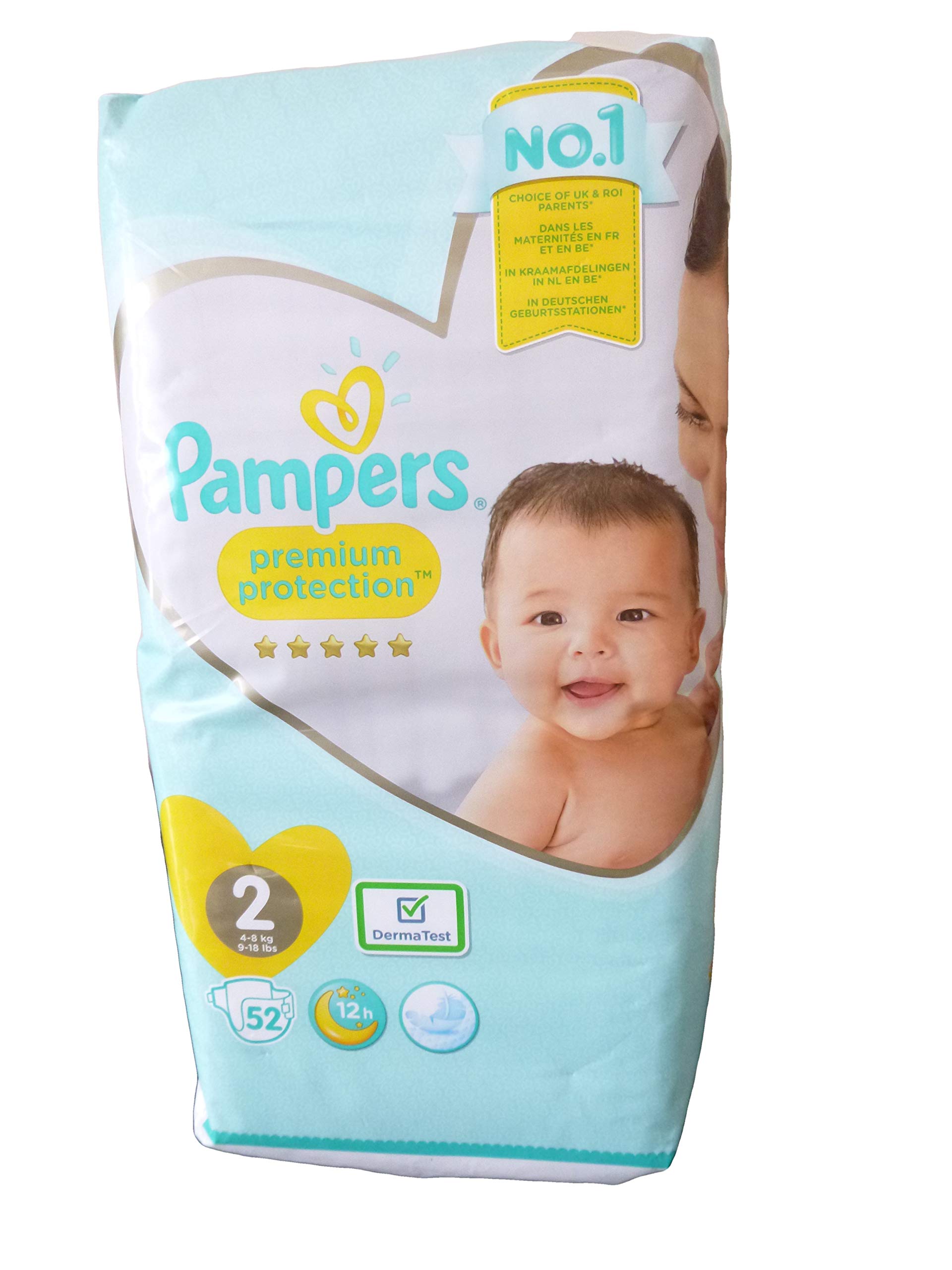 Pampers Premium Protection Size 2, 52 Nappies, 4-8kg, Essential Pack, 52 Each