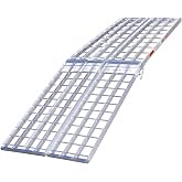 Black Widow 9 Ft Aluminum Arched Motorcycle Ramp, 38 in, 1500 lb Truck Ramp | Arched full-width design, serrated rungs, safety straps included, breaks down into 3 pieces for storage, for truck or trailer