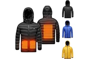 ABABC Kids Heated Jacket Boys and Girls Heating Jackets Hoodie Coat Winter Thermal Heated Clothing for Skiing