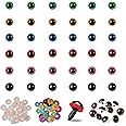 Nelytiya Safety Eyes 60pcs Plastic Safety Eyes,12mm Glitter Craft Doll Eyes with Washers for Plush Animal Crochet Bear Toys C
