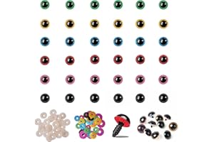 Nelytiya Safety Eyes 60pcs Plastic Safety Eyes,12mm Glitter Craft Doll Eyes with Washers for Plush Animal Crochet Bear Toys Crafts Making Stuffed Animal Eyes for Crochet Animals Doll Making Supplies