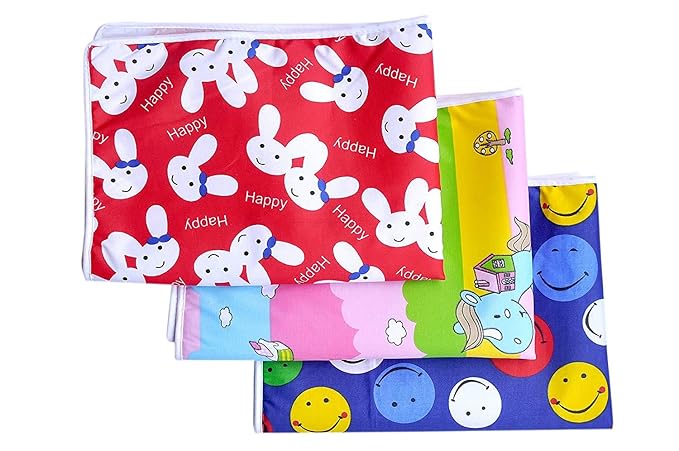 Rama Online Born Baby Items Cotton Plastic Sleeping mat, Waterproof Foam Cushioned Changing Sheet (Multicolour, Large, Set of 4, 6