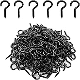 IDEALSV 200 PCS Small Screw in Hooks,Jewelry Hooks Lights Hooks Black 0.92 Inch