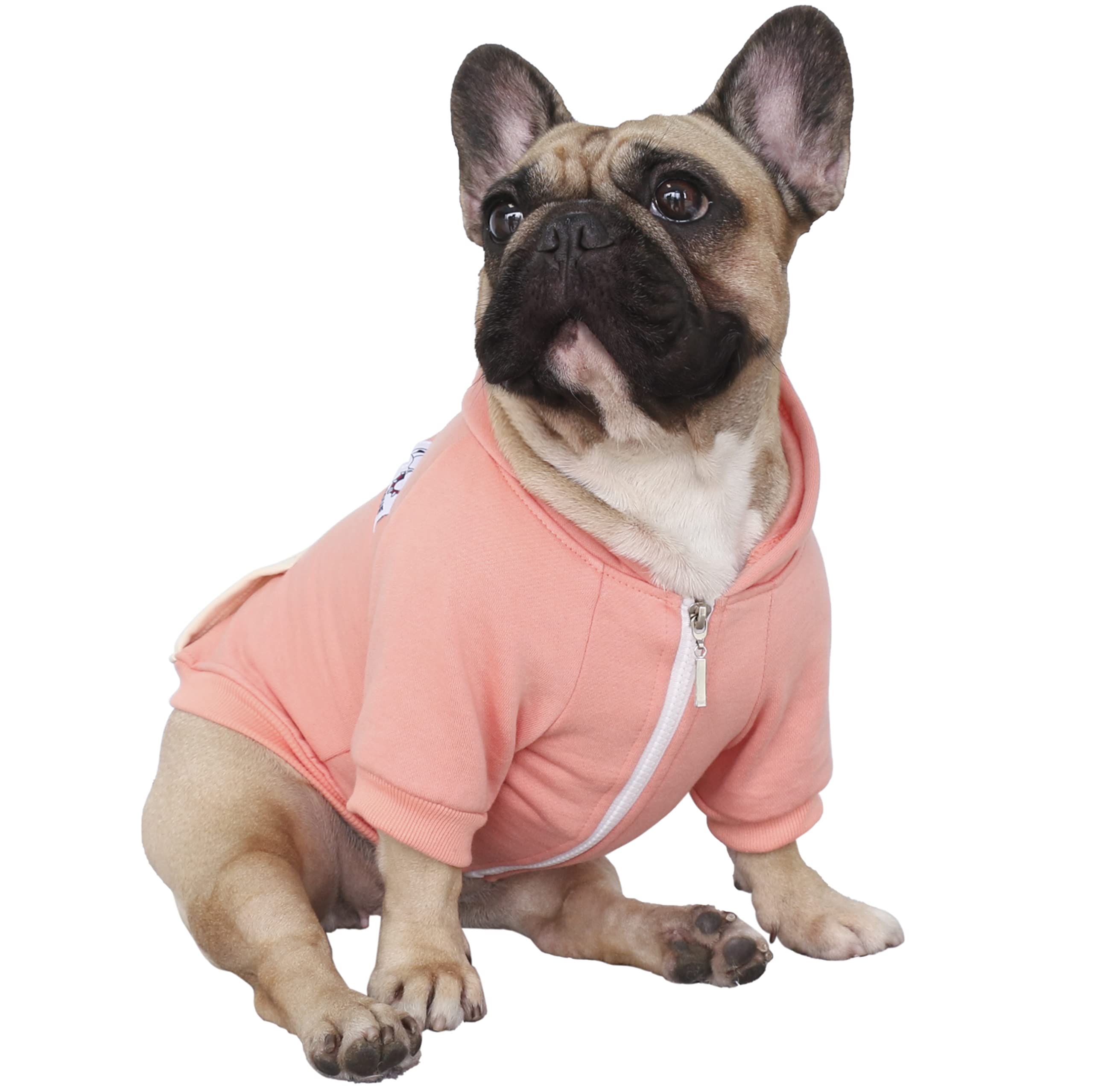 iChoue French Bulldog Frenchie Clothes Hoodies For Dogs Pug English Boston Terrier Bully Pitbull Corgi Sweatshirt Jumper Clothing Puppy - Pink/Small