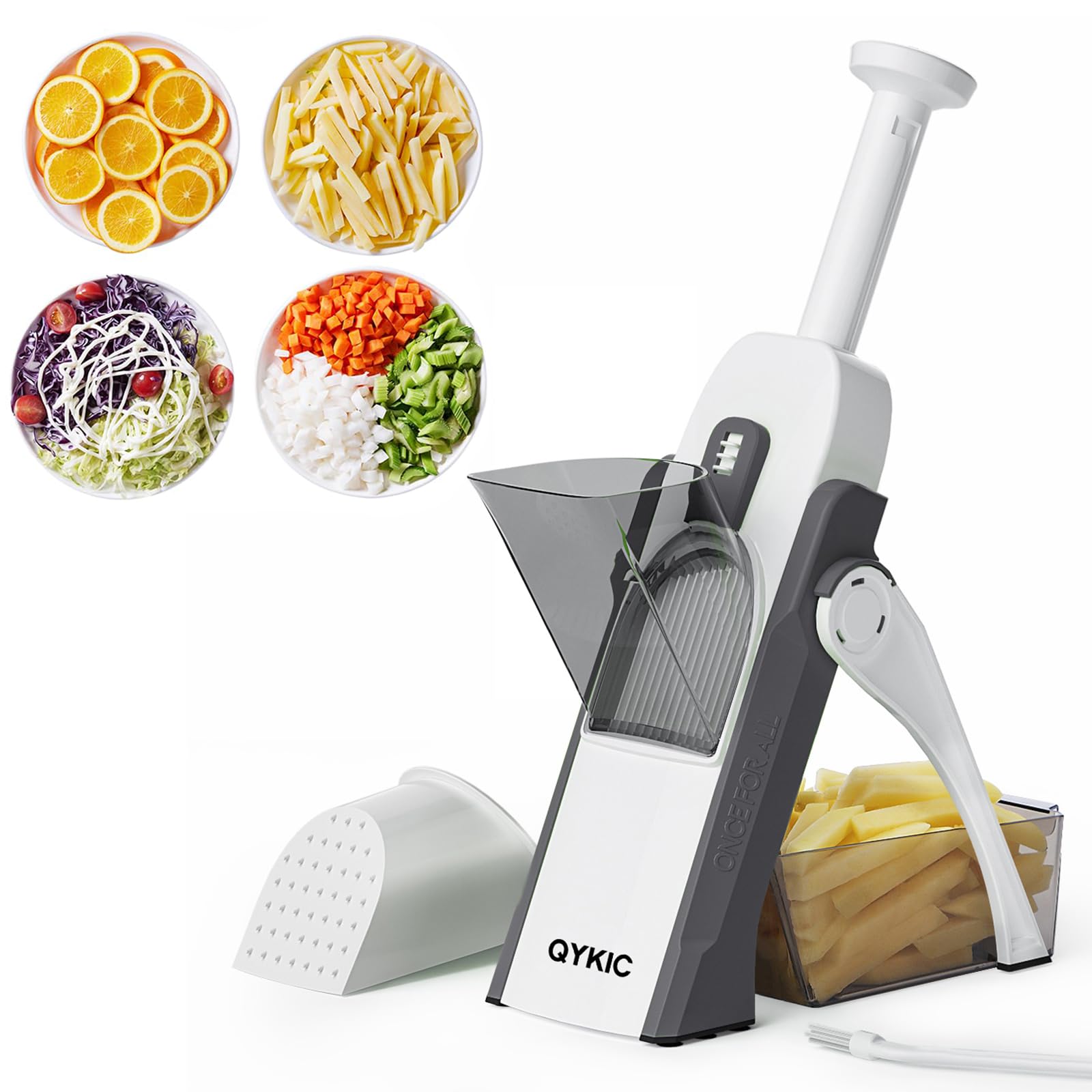 Photo 1 of QYKIC Safe Mandoline Slicer,Vegetable Potato Slice Food Cutter for Kitchen,Thickness Adjustable Upright Veggie Chopper for Fast Meal prep