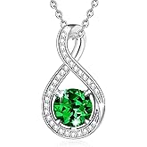 FANCIME Birthstone Necklaces for Women Fine Jewelry Sterling Silver Infinity Pendant Anniversary Birthday Mothers Day Gifts for Her Women Wife Mom Lady Daughter, Chain 16"+2" Extend