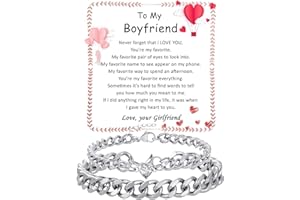 GLEZZA Matching Couple Cuban Chain Bracelets Gifts for Boyfriend Husband Soulmate Girlfriend