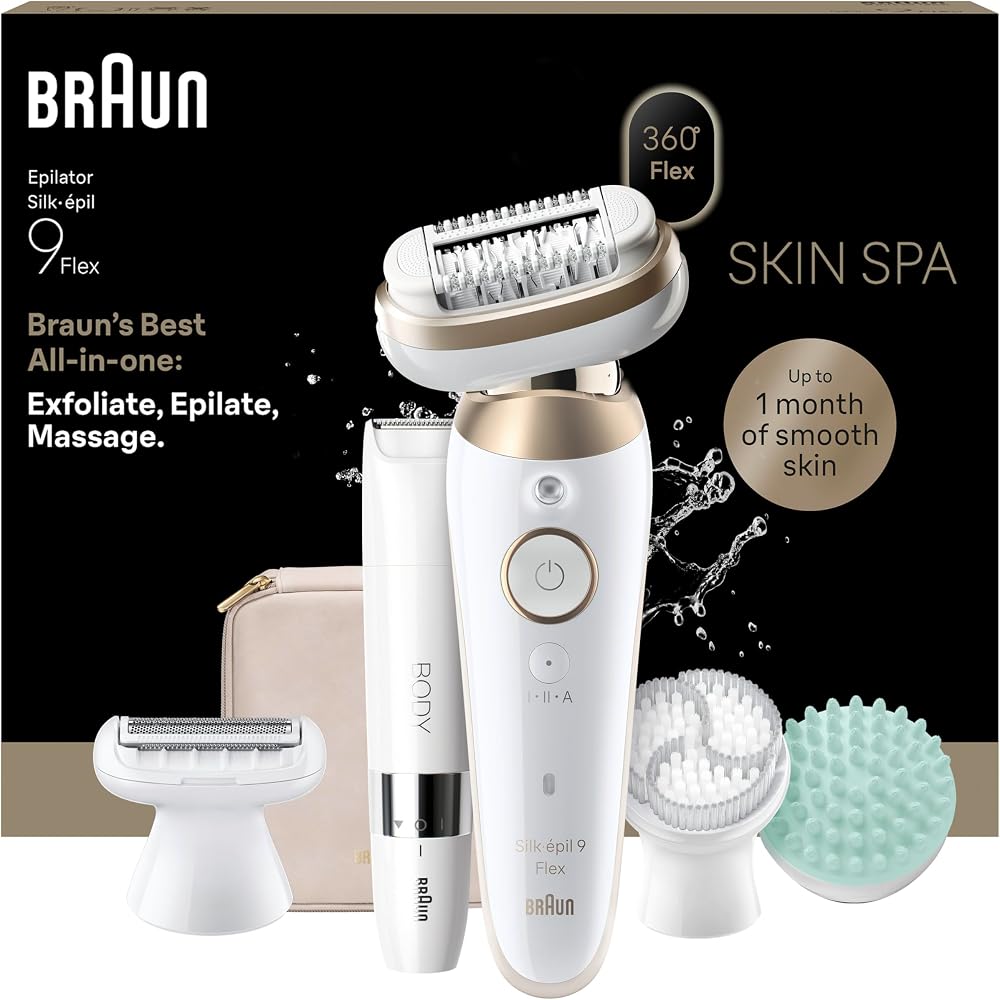 Braun Silképil 9 Flex Epilator SkinSpa All-in-One Set 360° Head Wet Dry