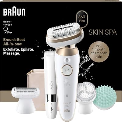 Braun Silképil 9 Flex Epilator SkinSpa All-in-One Set 360° Head Wet Dry