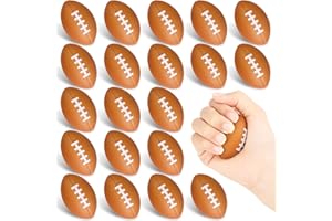 Hxezoc Mini Football Stress Balls 20 Packs Football Foam Sports Balls Small Squeeze Anxiety Bulk Toy Ball for Kids Football Birthday Party, School Carnival Party Supplies