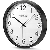 Foxtop Black Wall Clock Silent Non Ticking 12 Inch Quartz Battery ...