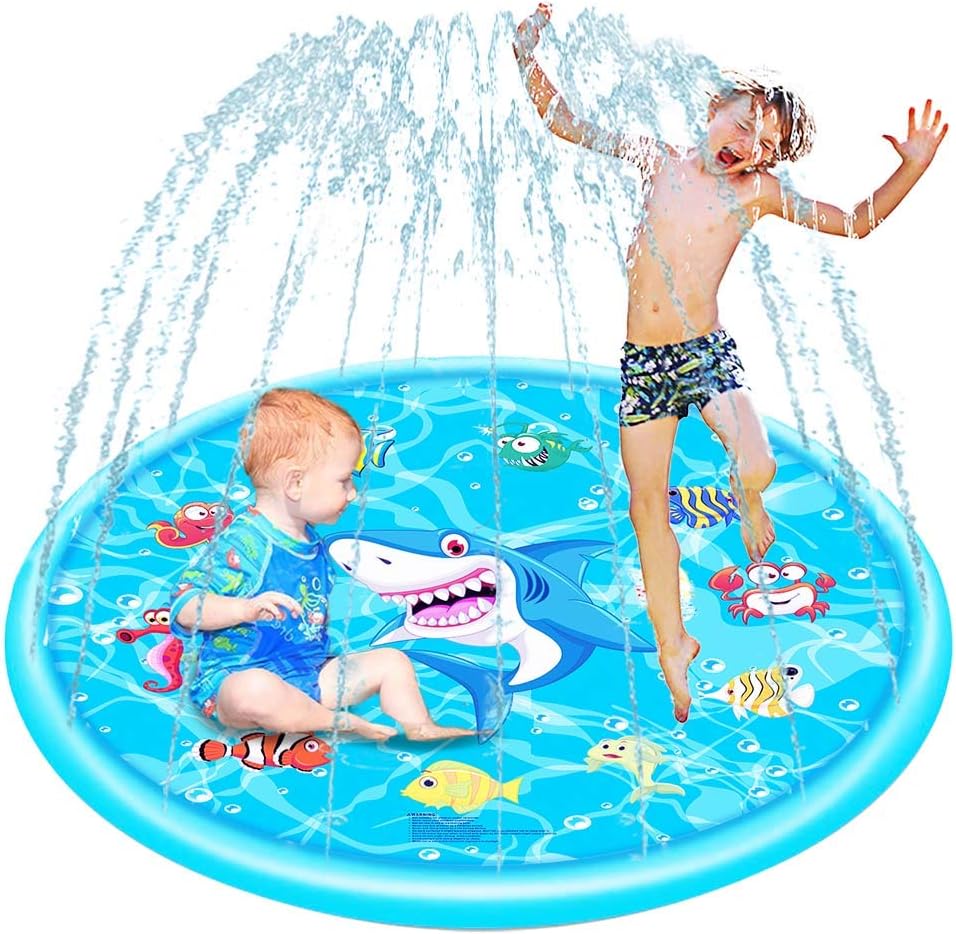 Autbye Kid Splash Pad Thickened PVC Sprinkler Pool Eco-Friendly Material Baby Splash Pool Backyard Children Summer Play Garden Lawn Outdoor Toys for Over 12 Months Boys Grils Sprinkle Splash Play Mat