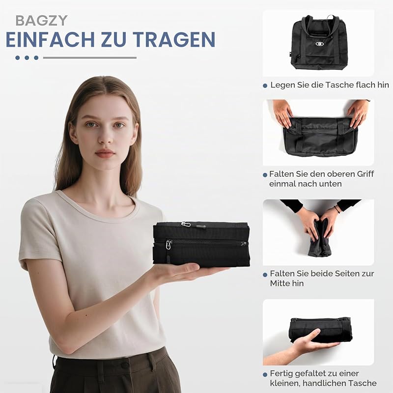 Ryanair Handgepäck 40x30x20 Wizz Air Faltbare Reisetasche 25L Handgepäck Flugzeug Tasche Wasserdicht Sporttasche Carry On Luggage Koffer für Weekender Hospital Kabine Handtaschen Herren Damen 2x