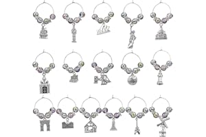 WEWAYSMILE 15-25 Pcs Wine Glass Charms Wine Charms for Stem Glasses for Drink Glass Tags for Cocktail Tasting Party Favors Su