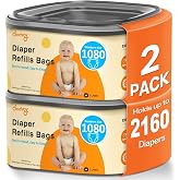 Godyoy Jumbo Square Diaper Bags Fits Diaper Genie Classic,Compact,Select | Diaper Pail Refill Bags Holds up to 1080 Newborn-Sized Diapers, Odor Control &amp; Durable Disposal Refill, Plant Scented 2 Pack