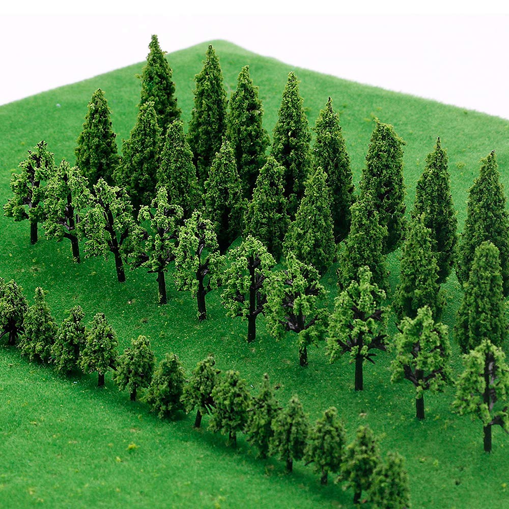 IWILCS 50 Pcs Model Trees Mixed, Model Tree Diorama Tree, Mixed Model Trees, Miniature Landscape Trees for DIY Train Railways Scenery Landscape