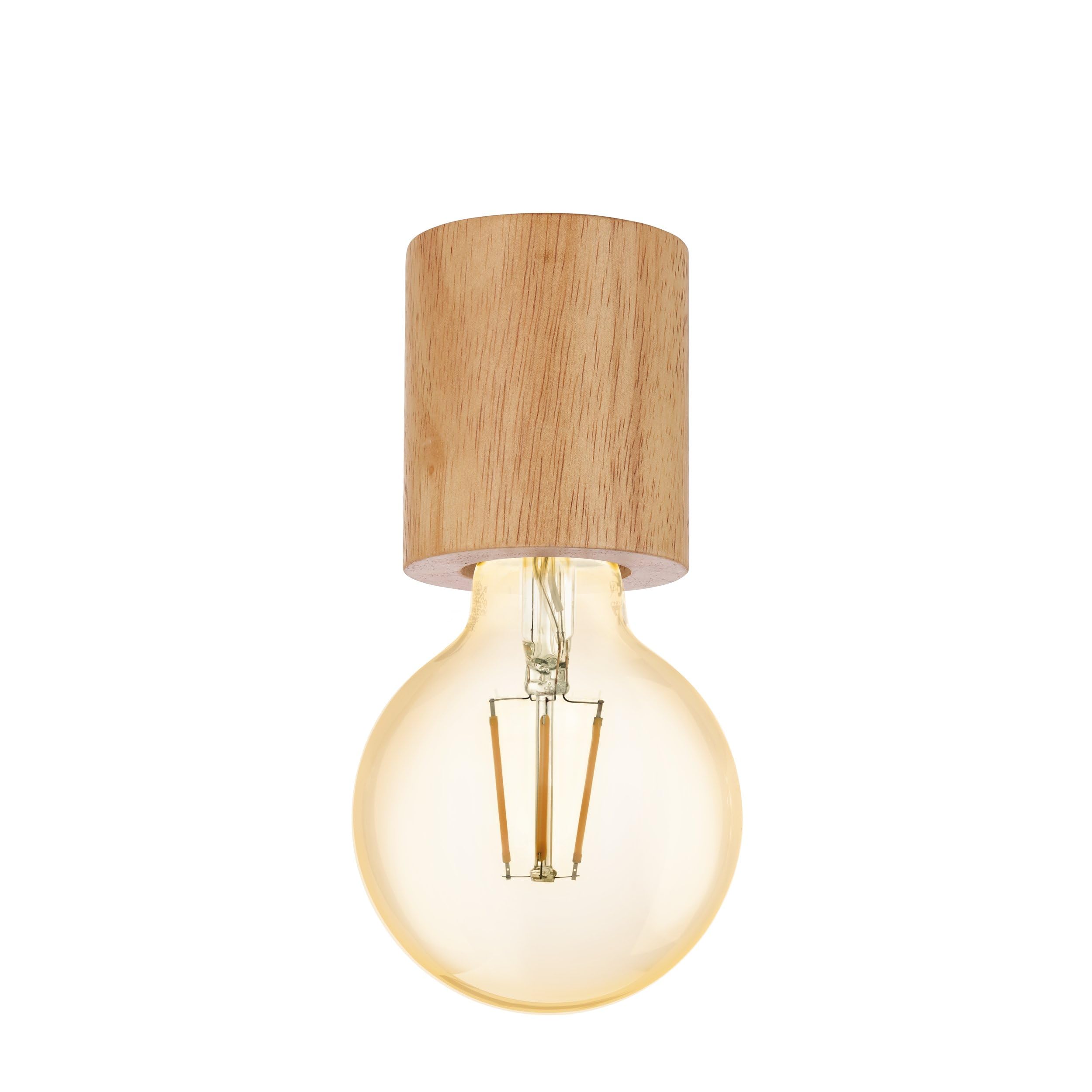 Eglo Turialdo Ceiling Light, 1-Light Surface-Mounted Industrial, Vintage, Modern Ceiling Light Made of Wood and Steel, Ceiling lamp in Natural, Black, Surface-Mounted lamp with E27 Socket — image 1