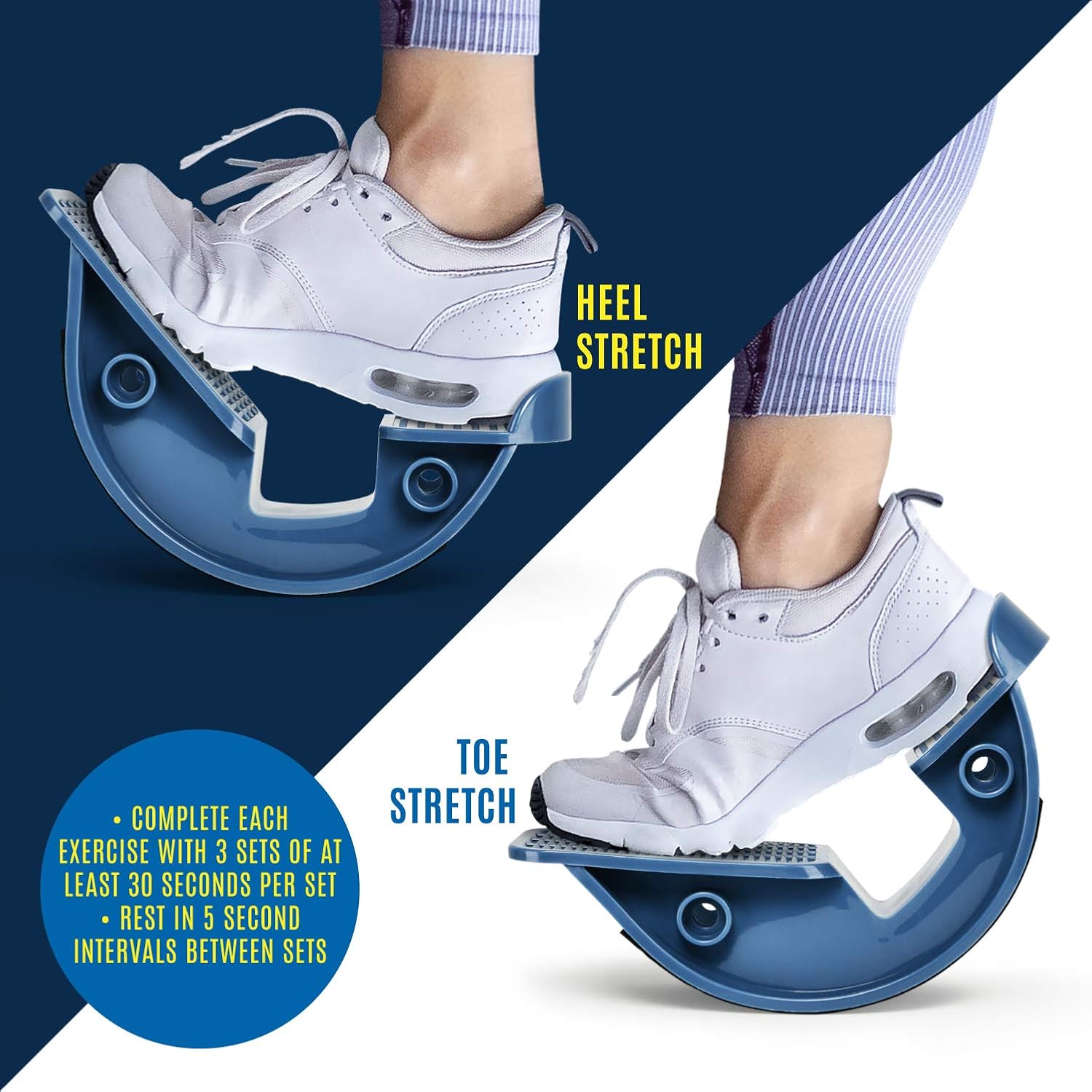 Yes4All Foot Rocker – Calf Stretcher for Pain Relief with Options Available (D. Navy – Unilateral – Plastic): Sports & Outdoors
