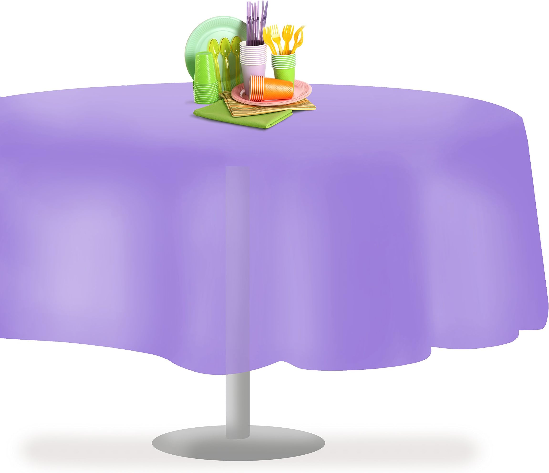 Grandipity Lavender 12 Pack Premium Disposable Plastic Tablecloth 84" Inch Decorative Round Table Cover