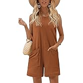 Ekouaer Womens Romper Summer Sleeveless Jumpsuit Casual Short Overalls with Pocket 2025