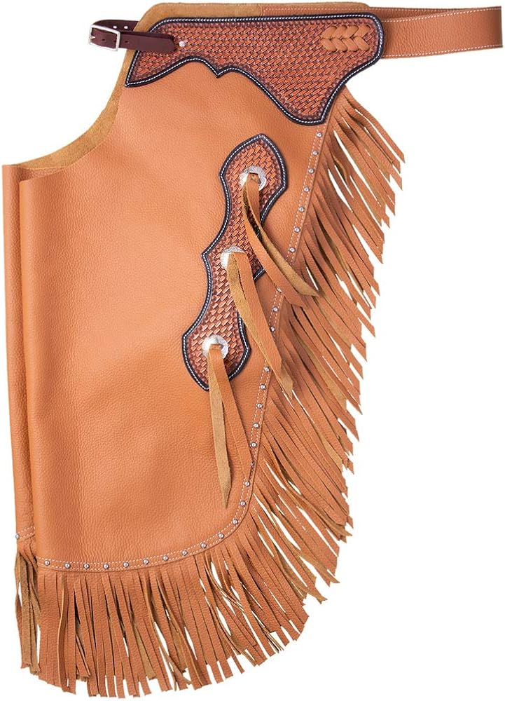 Tough-1 Leather Basket Tooled Cowboy Chinks : Sports & Outdoors