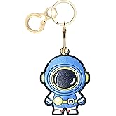 ZOUITY Leather Keychain Holder Case Compatible with AirTag,Cute Protective Cover with Keyring,Anti-Scratch Finder GPS Tracker Case for Wallet Keys,bag,pets,Backpack(Astronaut Blue)