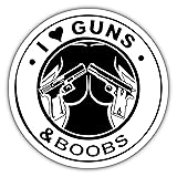 1PCS I Love Guns and Boobs Sticker for Adult Laptop