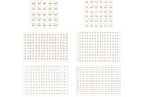 SHANDERBAR Self Adhesive Pearl Stickers,991 Pcs White Bottom Beige Pearl Sticker Set - Perfect for Face Beauty Makeup Nail Art Crafts & Scrapbooking (3mm-10mm)