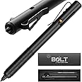 Off-Grid Knives BOLT Tactical Pen with Tungsten Carbide Glass Breaker, Overbuilt Bolt Action XL Writing Tool, Aircraft Aluminum, German Ink, Stainless Steel Clip (Blackout)