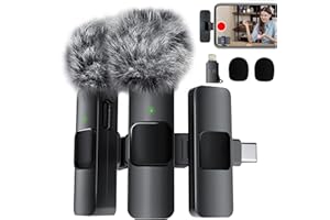 Micrófono Inalámbrico para Celular, Tiozoney Micrófono de Solapa para iPhone/iPad/Android, Profesional Lavalier Microfono Inalambrico Reducción de Ruido,Transmisión en Vivo,Vlog,Conferencia,Grabación