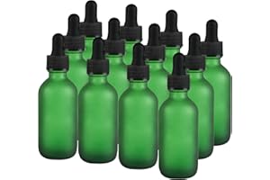 NOOEEISS 12 Pcs, 2oz Dropper Bottle, Green Glass Eye Dropper Bottle, Tincture Bottles with Dropper, Pretty Finish, Leak-Proof Design, Stronger Suction for All Kinds of Mixed Liquids