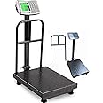 CXWAWSZ 660lb Floor Industrial Platform Scale with Removable Guardrail Digital Scale with Accurate LB/KG High-Definition Displa Foldable for Weighing Luggage Package Shipping Double Sided Display