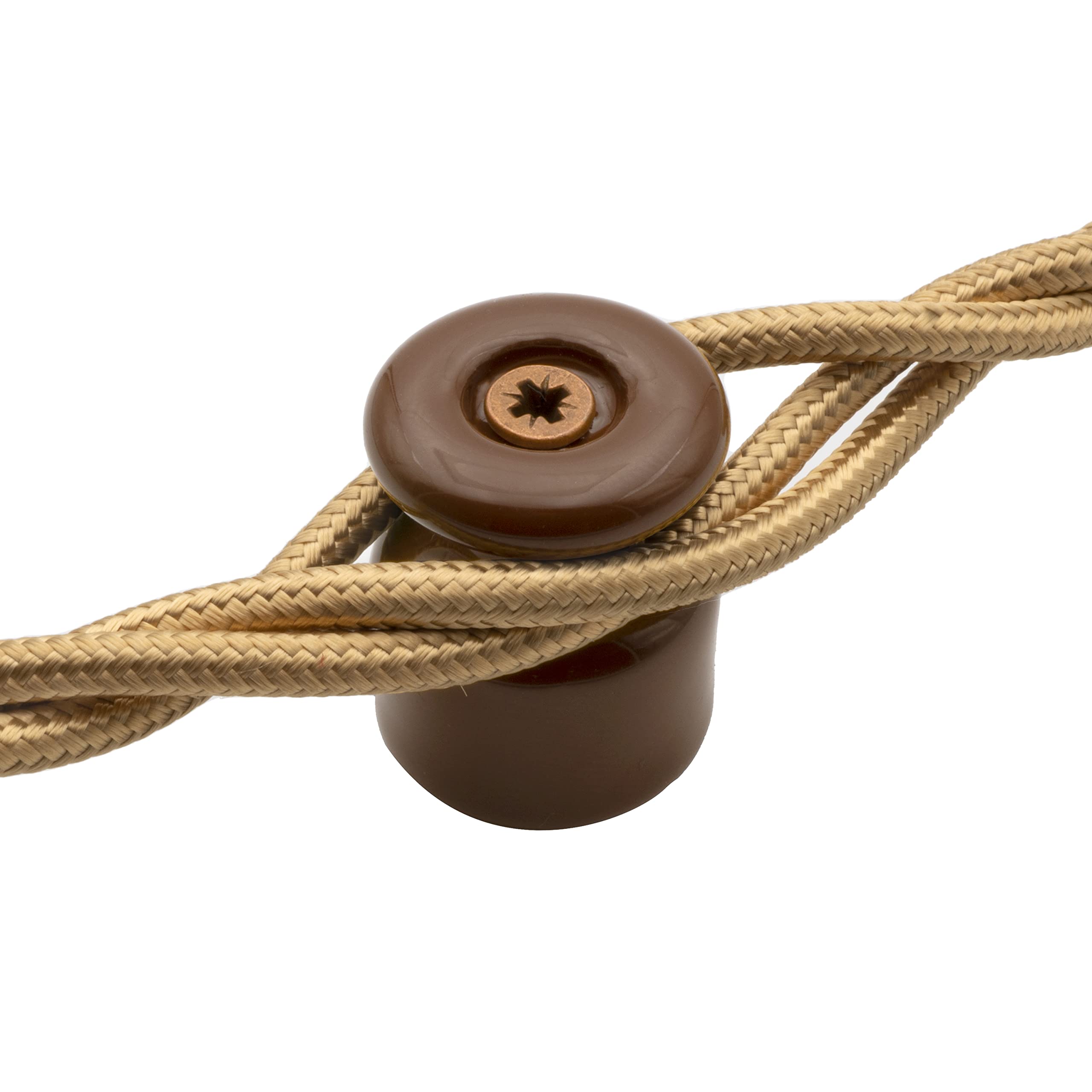 Amarcords - Cable barrel with screws and dowels. 10 insulators vintage color porcelain BROWN for installation of wall braid cables.