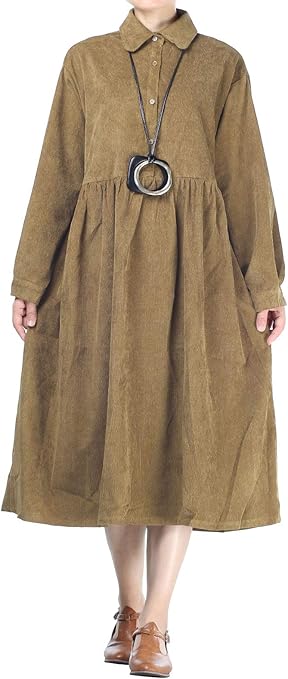 button up corduroy dress