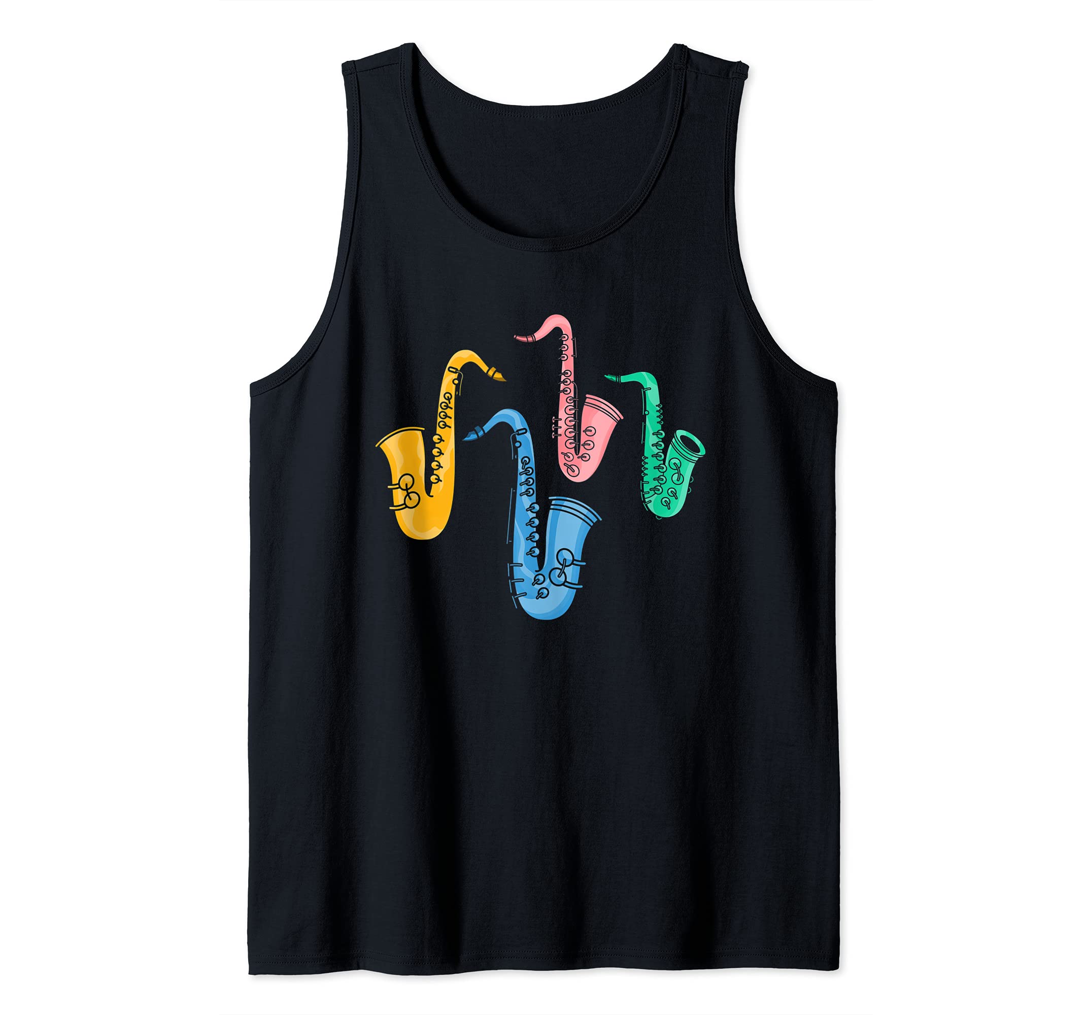 Musician Saxophonist Sax Player Jazz Music Notes Saxophone Tank Top
