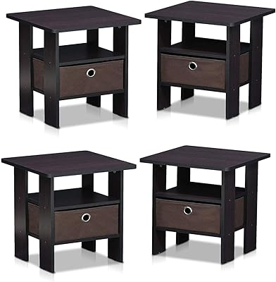Amazon.com: FURINNO 11157GYW/BK End Table Bedroom Night ...