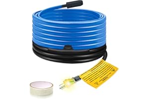 Self-Regulating Deicing Heating Cable for Pipe Frost Protection, Ci-Fotto Pipe Heat Tape with Built-in Thermostat to Protect Water Pipes, Metal/Plastic House Pipes, Gutters, Troughs (18FT, 7 W/ft)